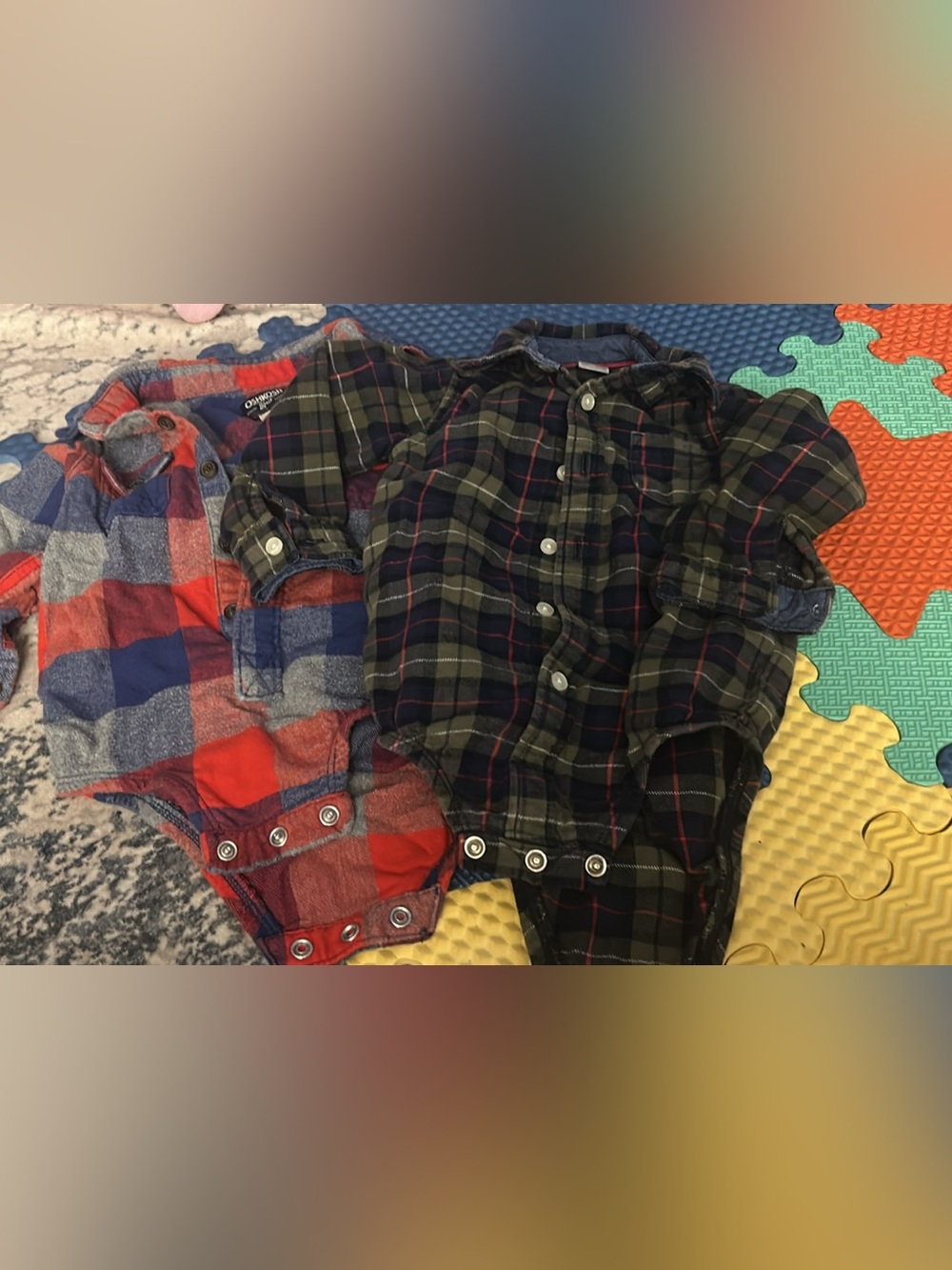 OshKosh B'gosh Olive & Navy Plaid Button-Front Shirt